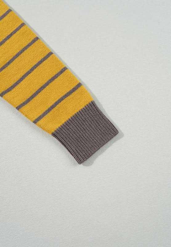 Flower Stripe Round Neck Long Sleeve Sweater - Love Salve 