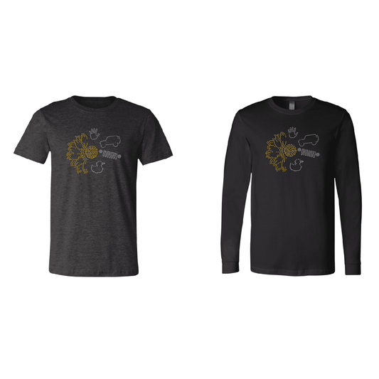 Jeeper Flower Rhinestone Tee Short or Long  Sleeve MM