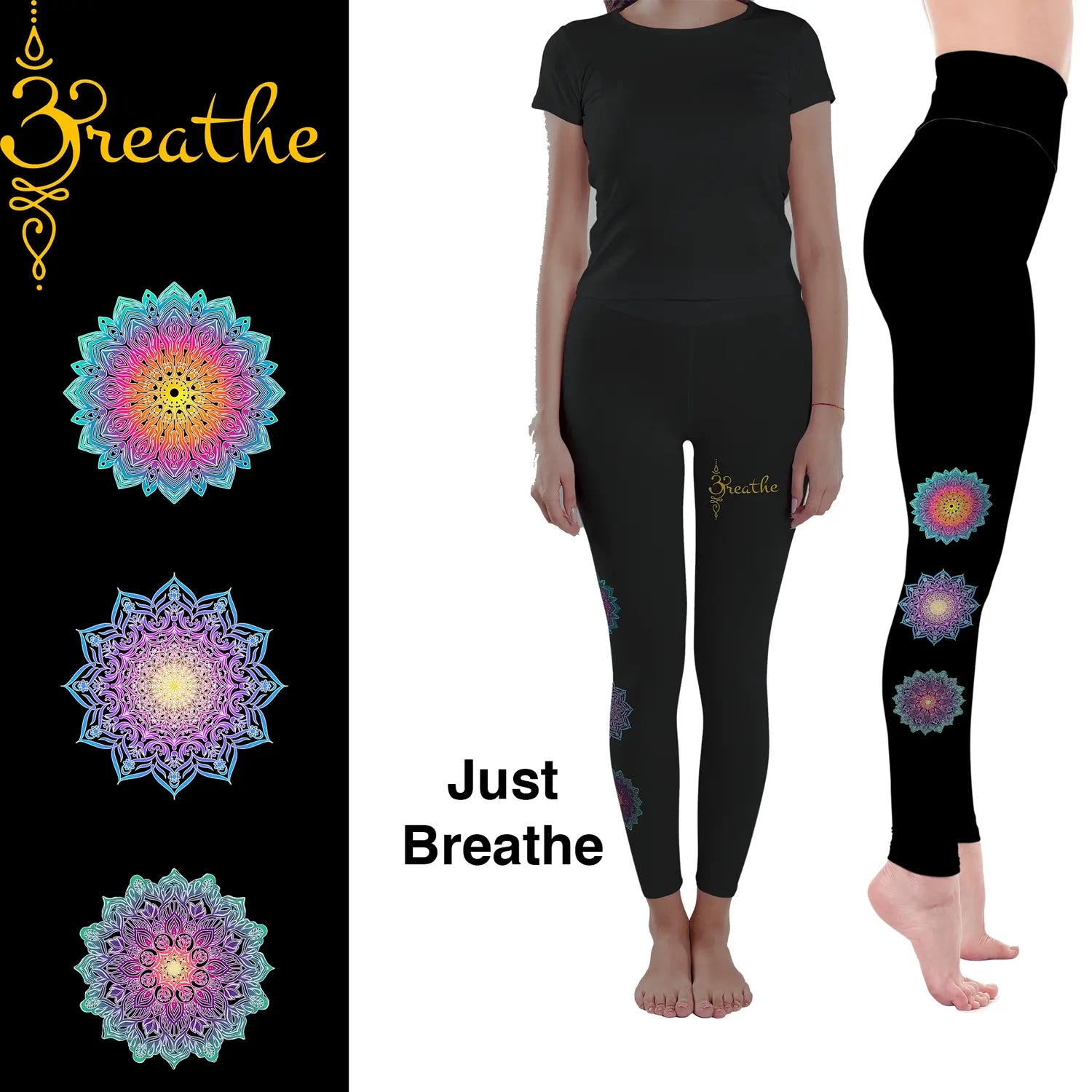 Leggings - Mandala Print with Pockets - Full & Capri Length - Alternate Angle