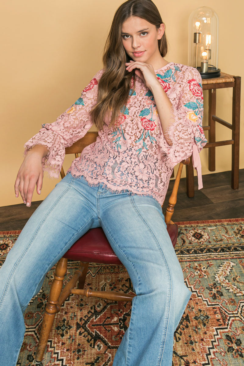 EMBROIDERED LACE TOP Flying Tomato