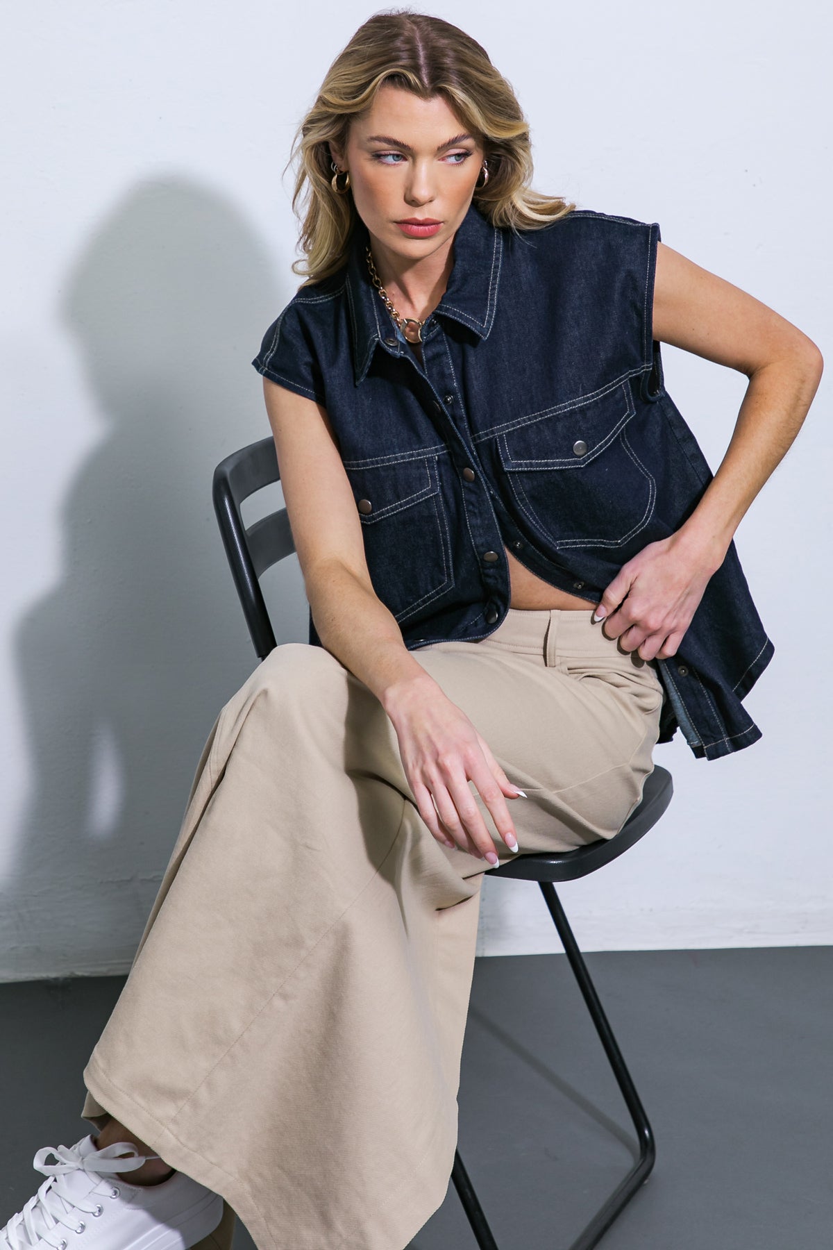 LET'S JUST RELAX DENIM TOP Flying Tomato