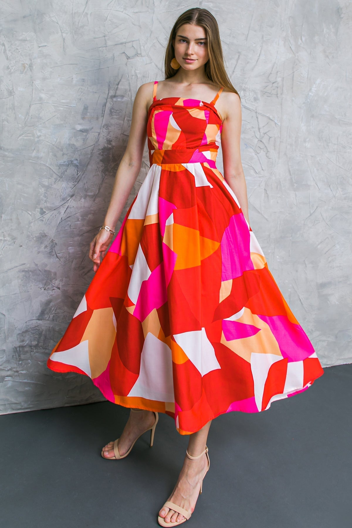 IF YOU DON'T MIND WOVEN MIDI DRESS Flying Tomato