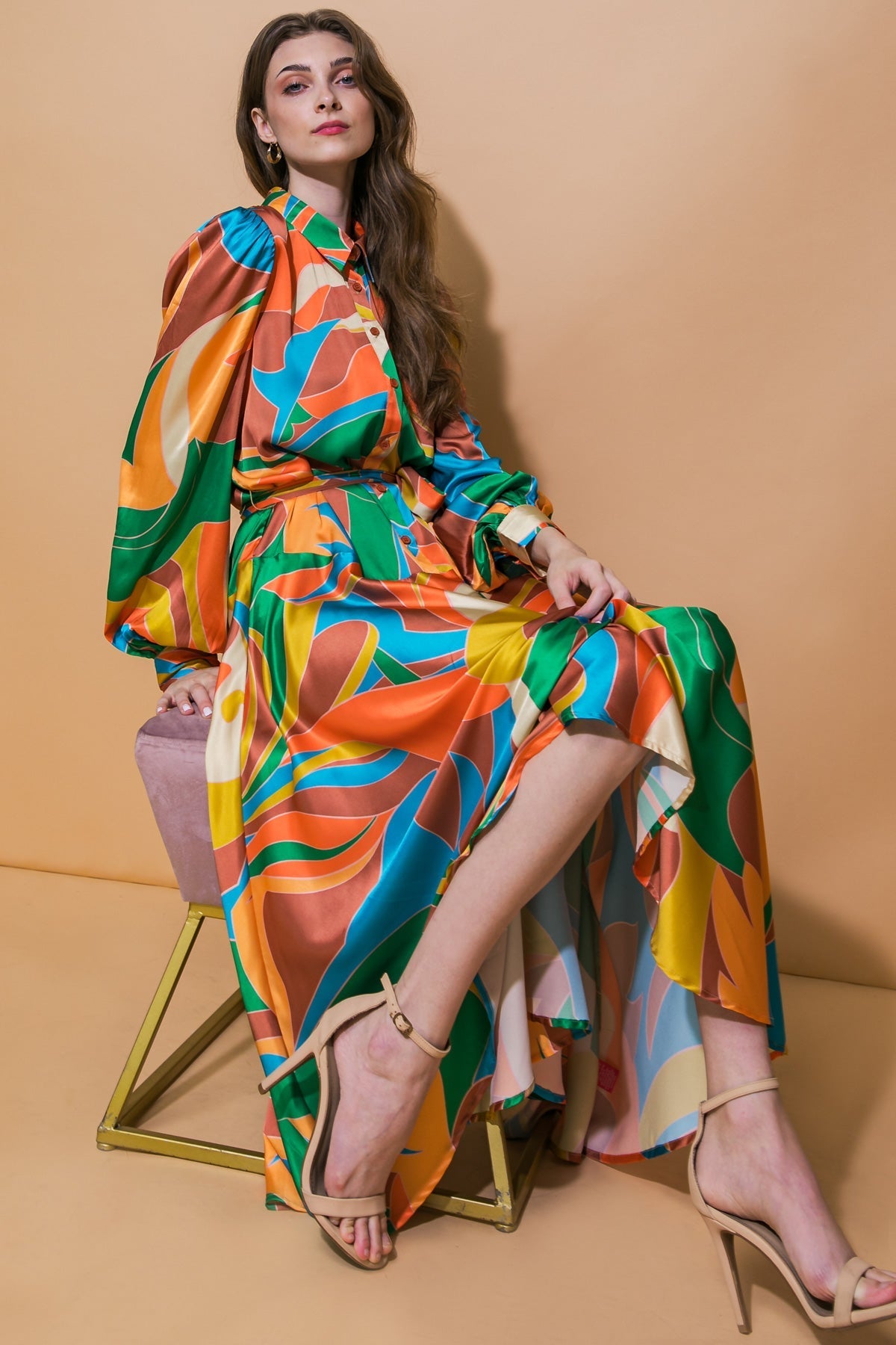 FOCUSED ON PRIORITIES WOVEN MIDI DRESS Flying Tomato