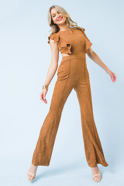 SENSATIONAL SWEETHEART SUEDE JUMPSUIT