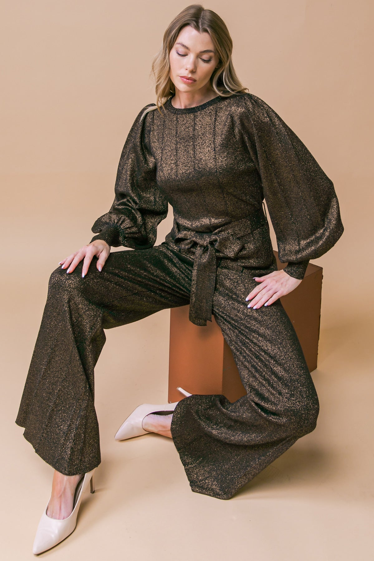 STUNNING STANCE METALLIC SWEATER TUNIN AND PANT SET Flying Tomato