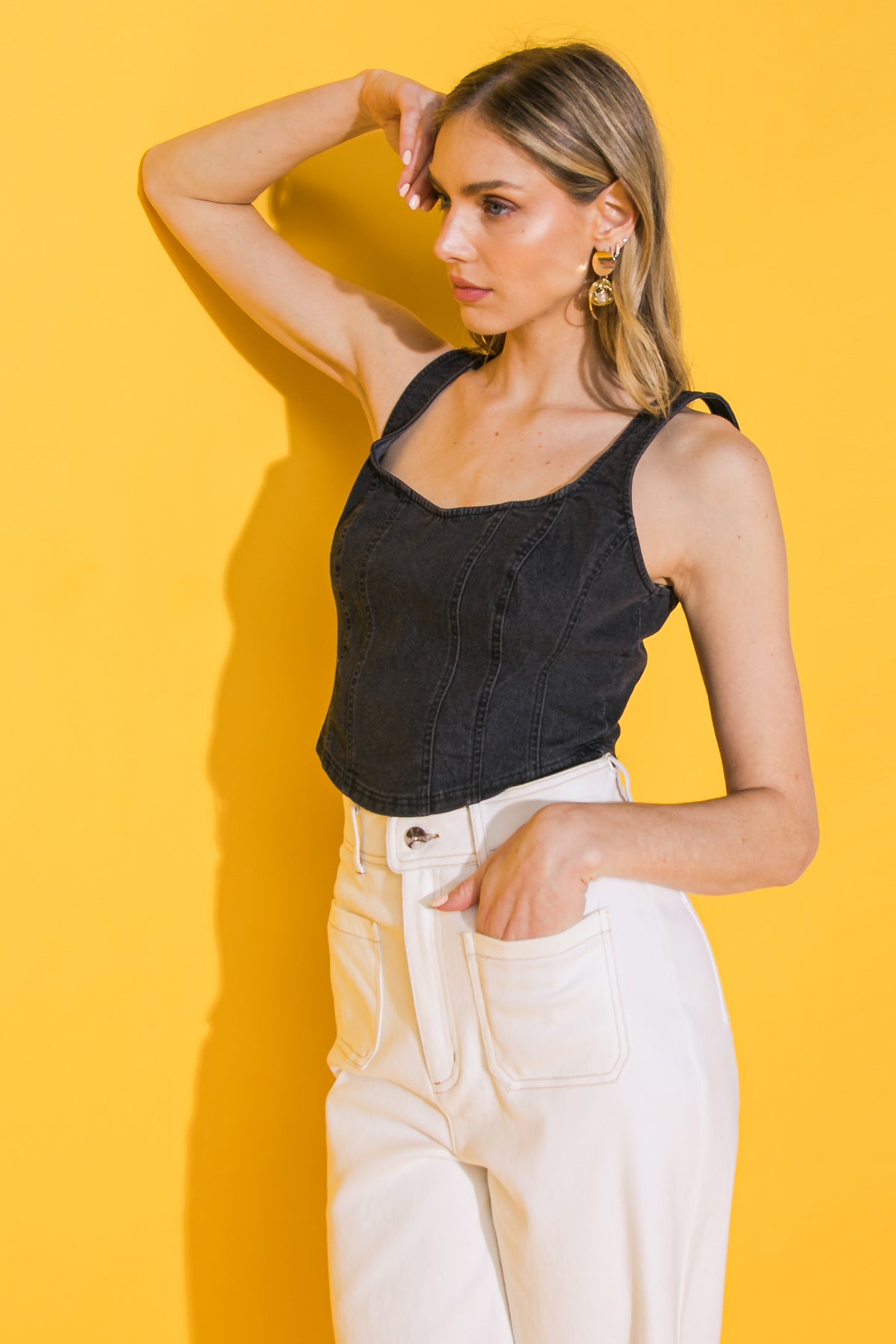 ALL AHEAD DENIM CROP TOP