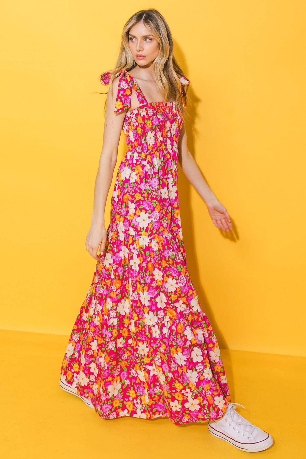 BEAUTIFUL ESSENCE FLORAL WOVEN MAXI DRESS