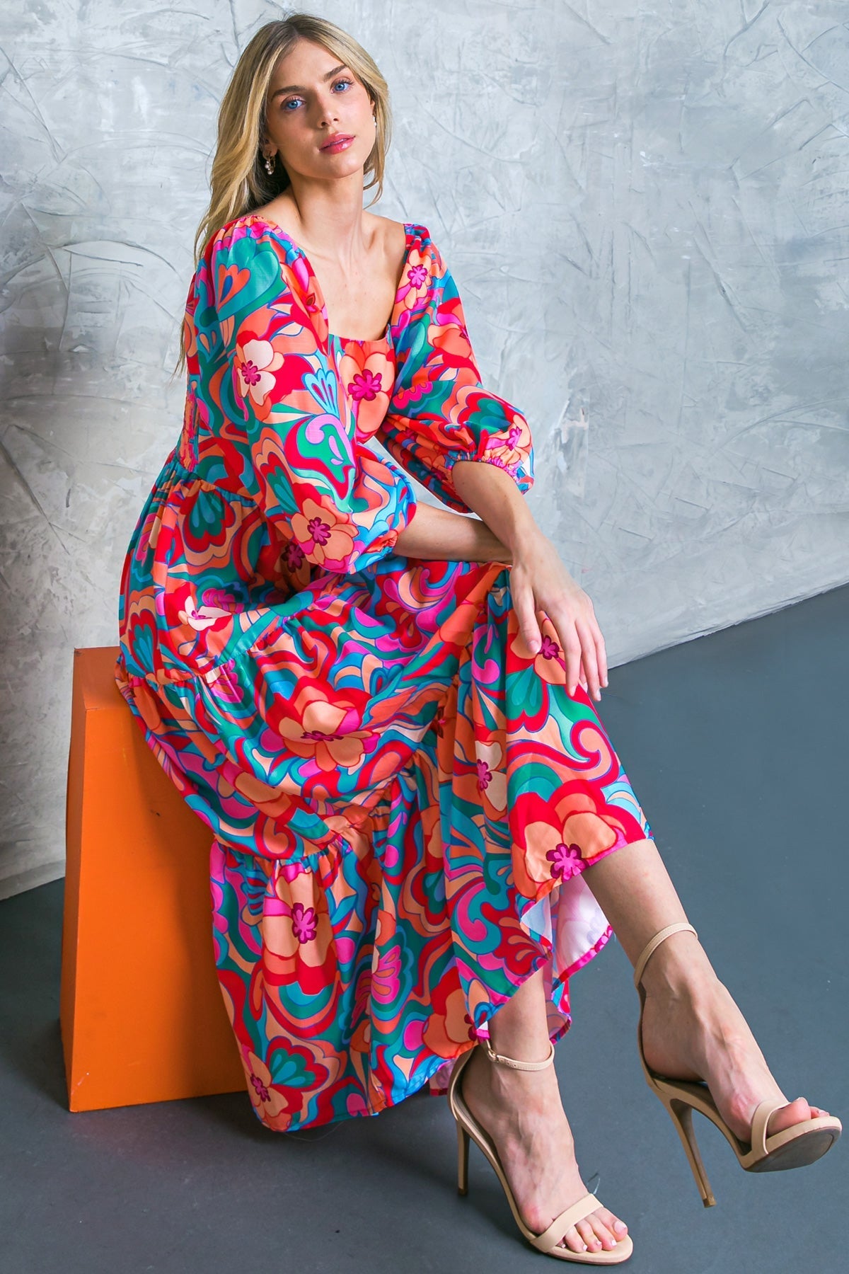 LIKE A PRINCESS WOVEN MIDI DRESS Flying Tomato