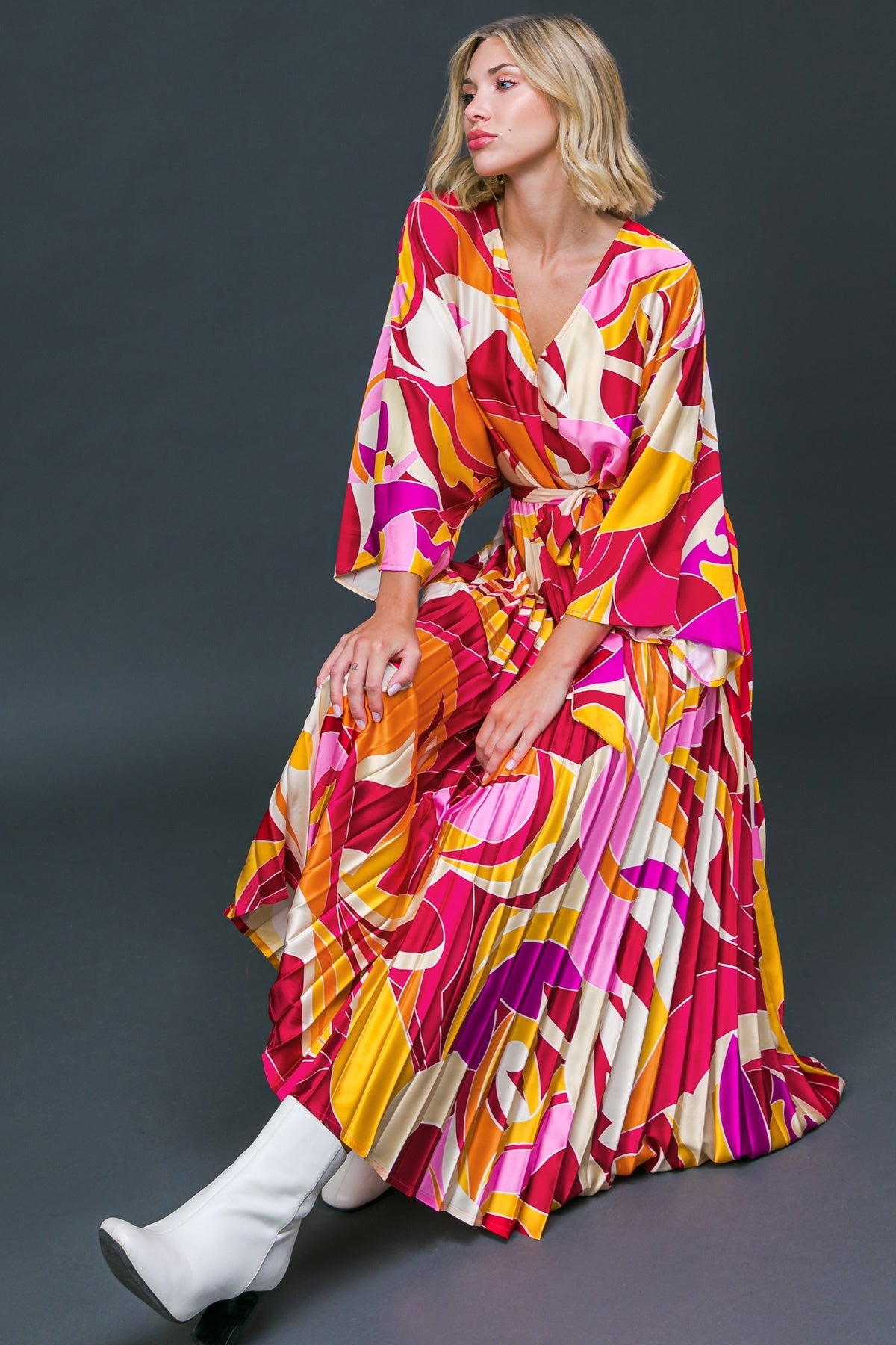 AT FIRST SIGHT WOVEN MIDI DRESS Flying Tomato