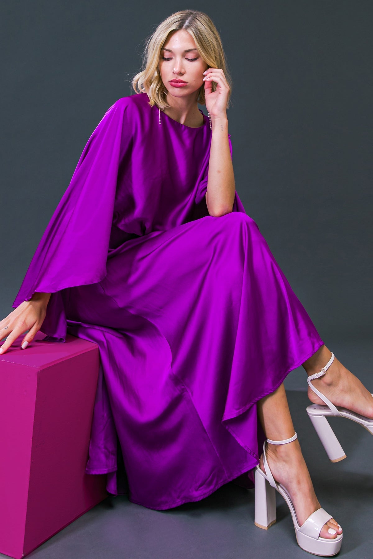 CAUGHT FEELINGS WOVEN MIDI DRESS Flying Tomato