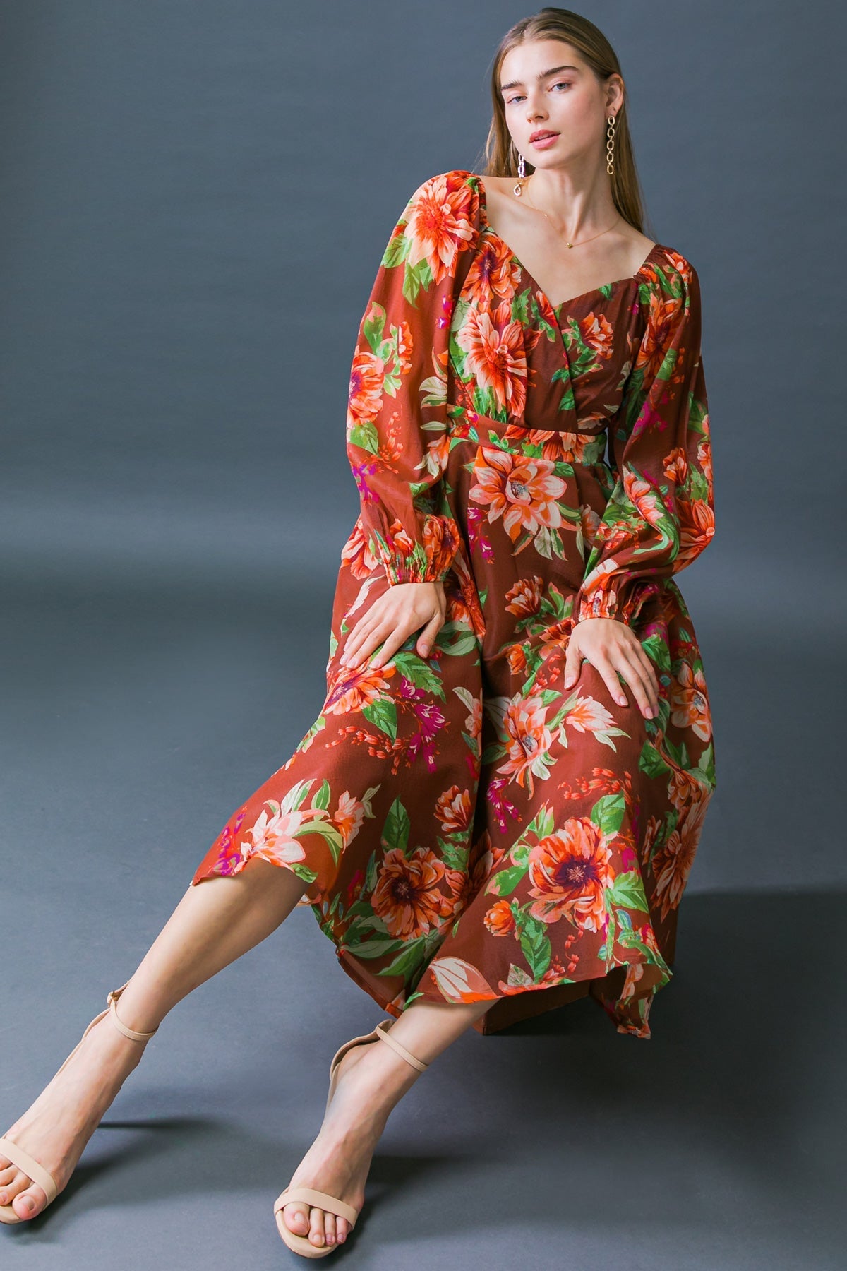 LET IT HAPPEN WOVEN ORGNZA MIDI DRESS Flying Tomato