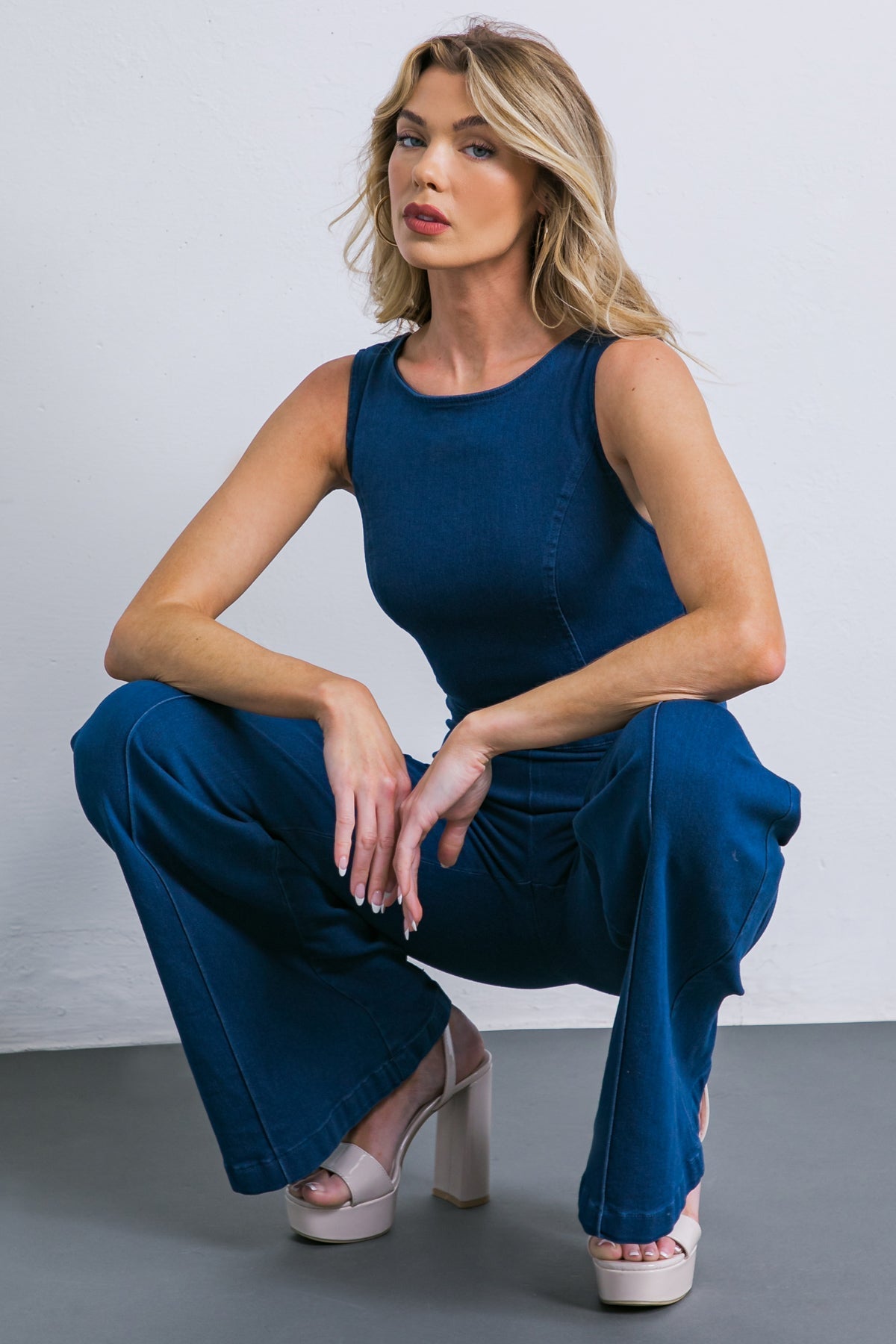 KISS AND WON'T TELL DENIM JUMPSUIT Flying Tomato