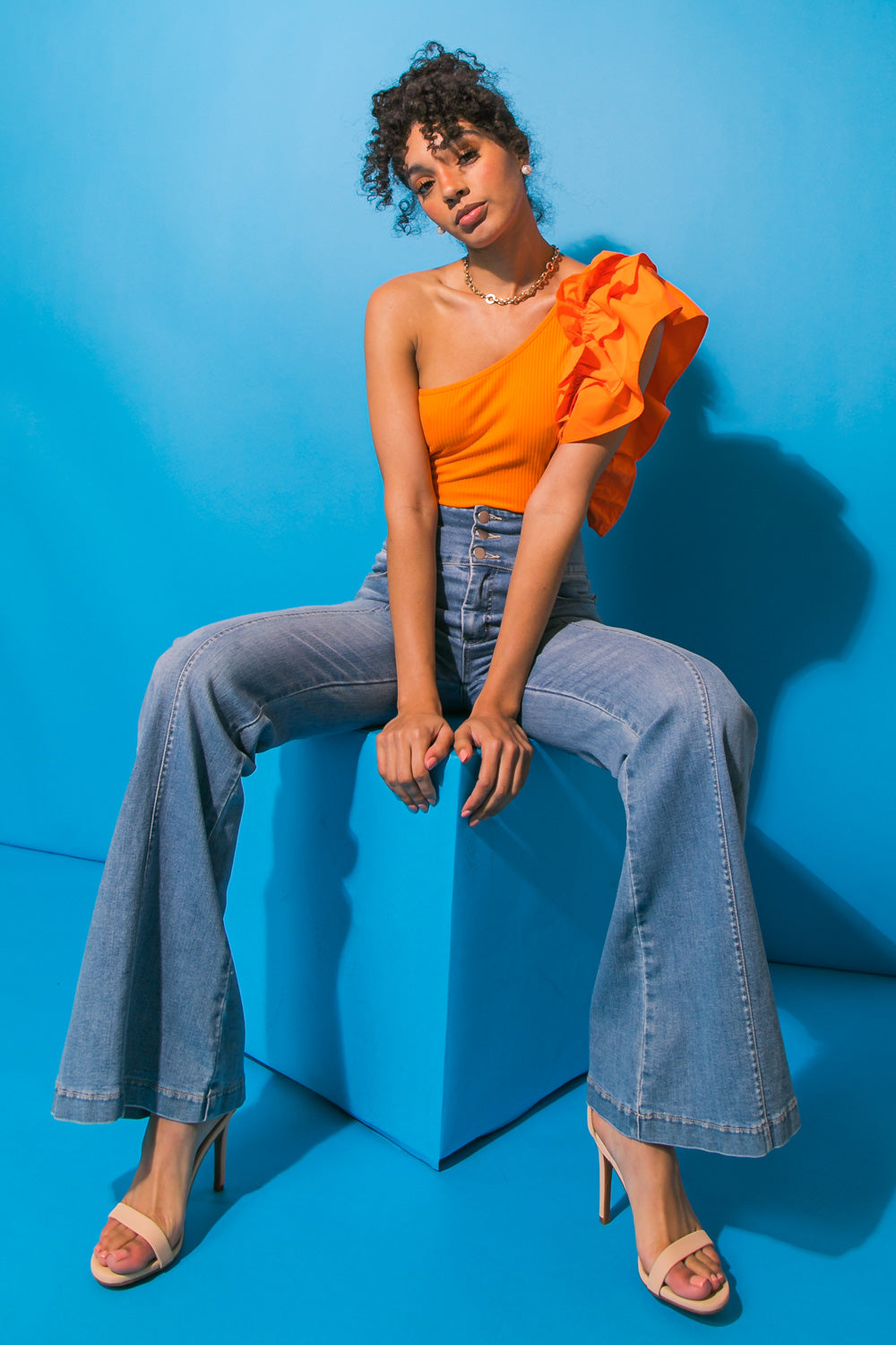 DREAMWORLD OFF THE SHOULDER WOVEN BODYSUIT Flying Tomato