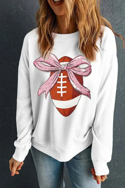 Football Round Neck Long Sleeve Sweatshirt - Love Salve 