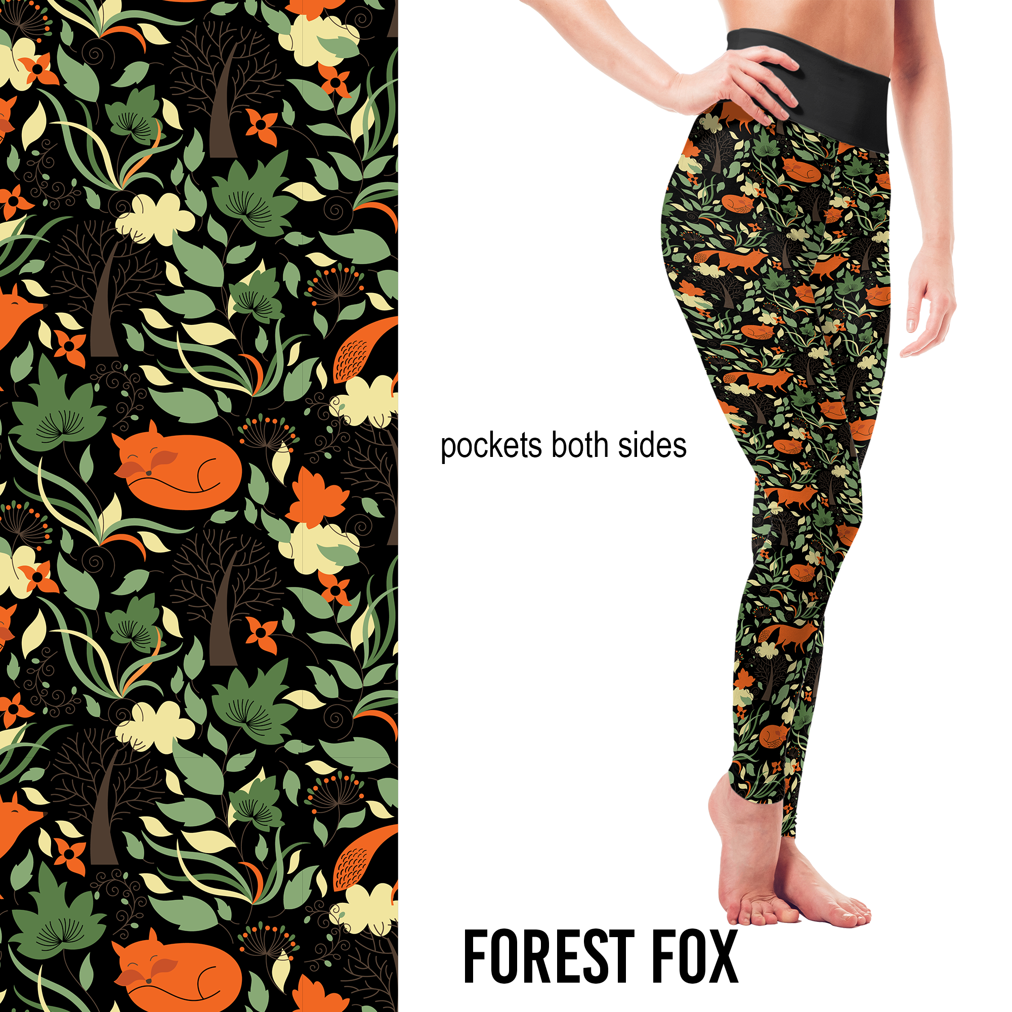 Forest Fox – Woodland Leggings with Pockets -  Pre-Order MM