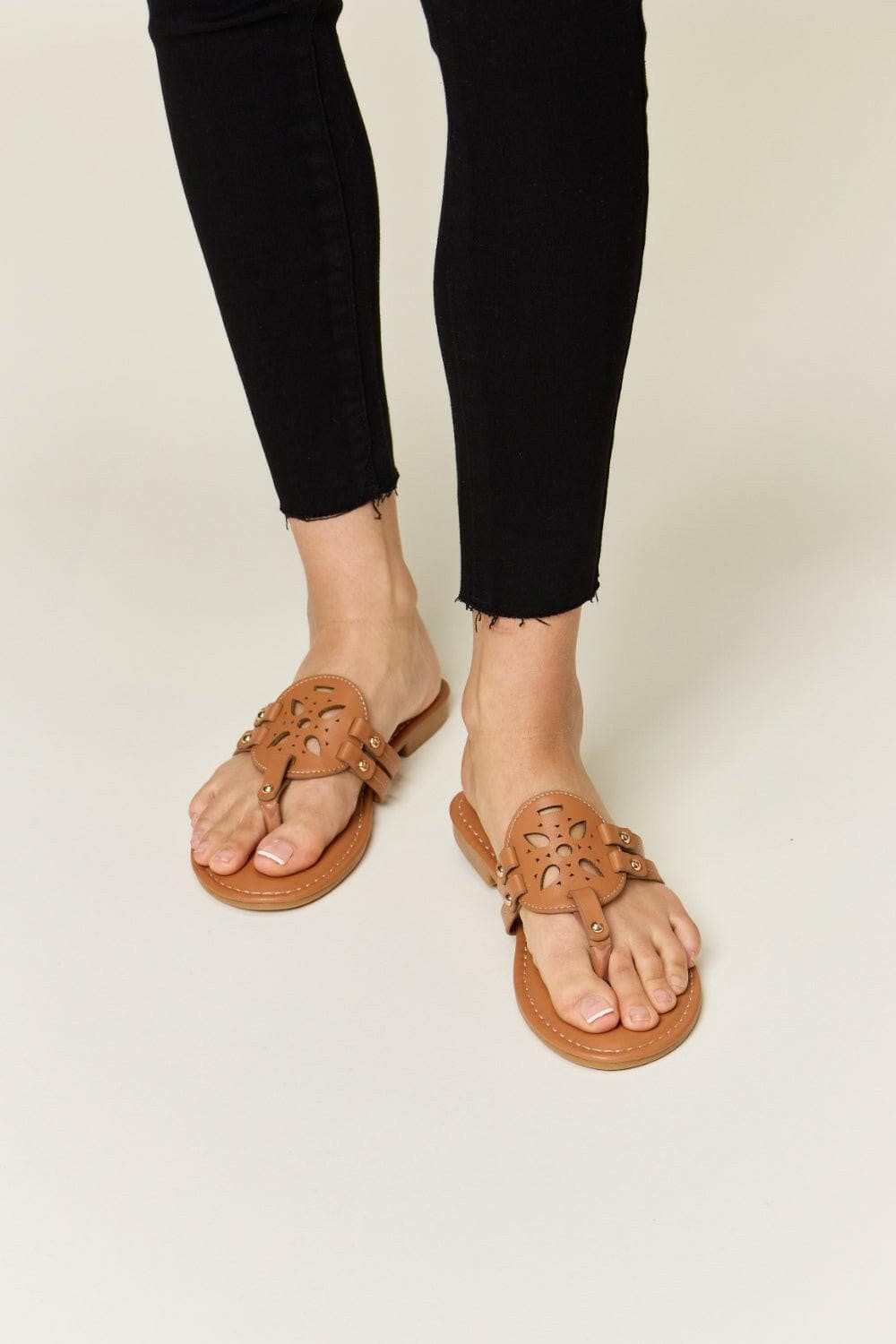 Forever Link Cutout PU Leather Open Toe Sandals - Love Salve