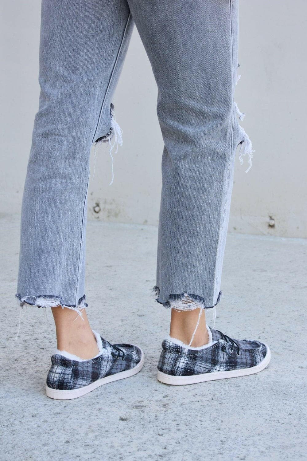 Forever Link Plaid Plush Flat Sneakers - Love Salve