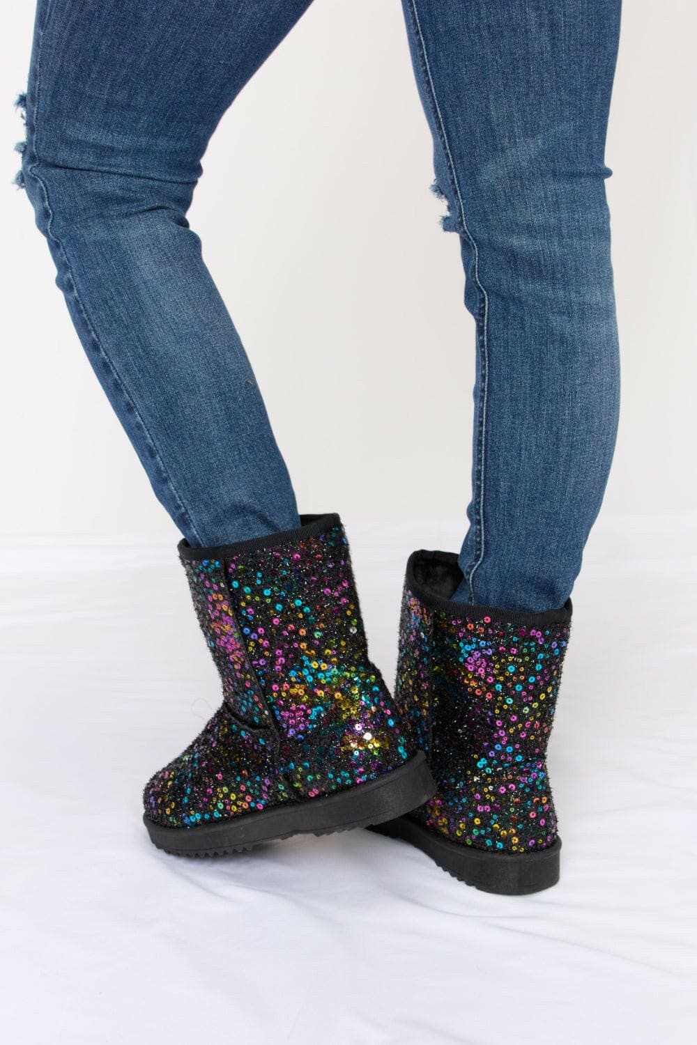 Forever Link Sequin Thermal Flat Boots - Love Salve