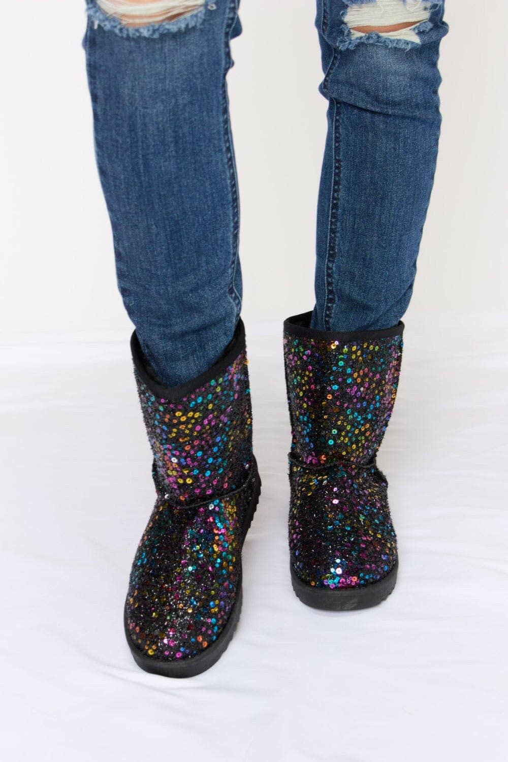 Forever Link Sequin Thermal Flat Boots - Love Salve