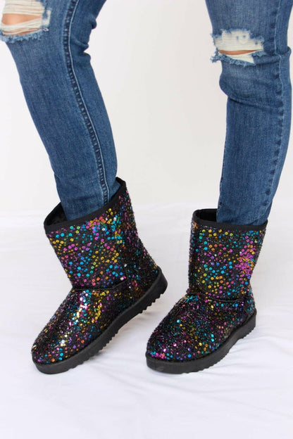 Forever Link Sequin Thermal Flat Boots - Love Salve