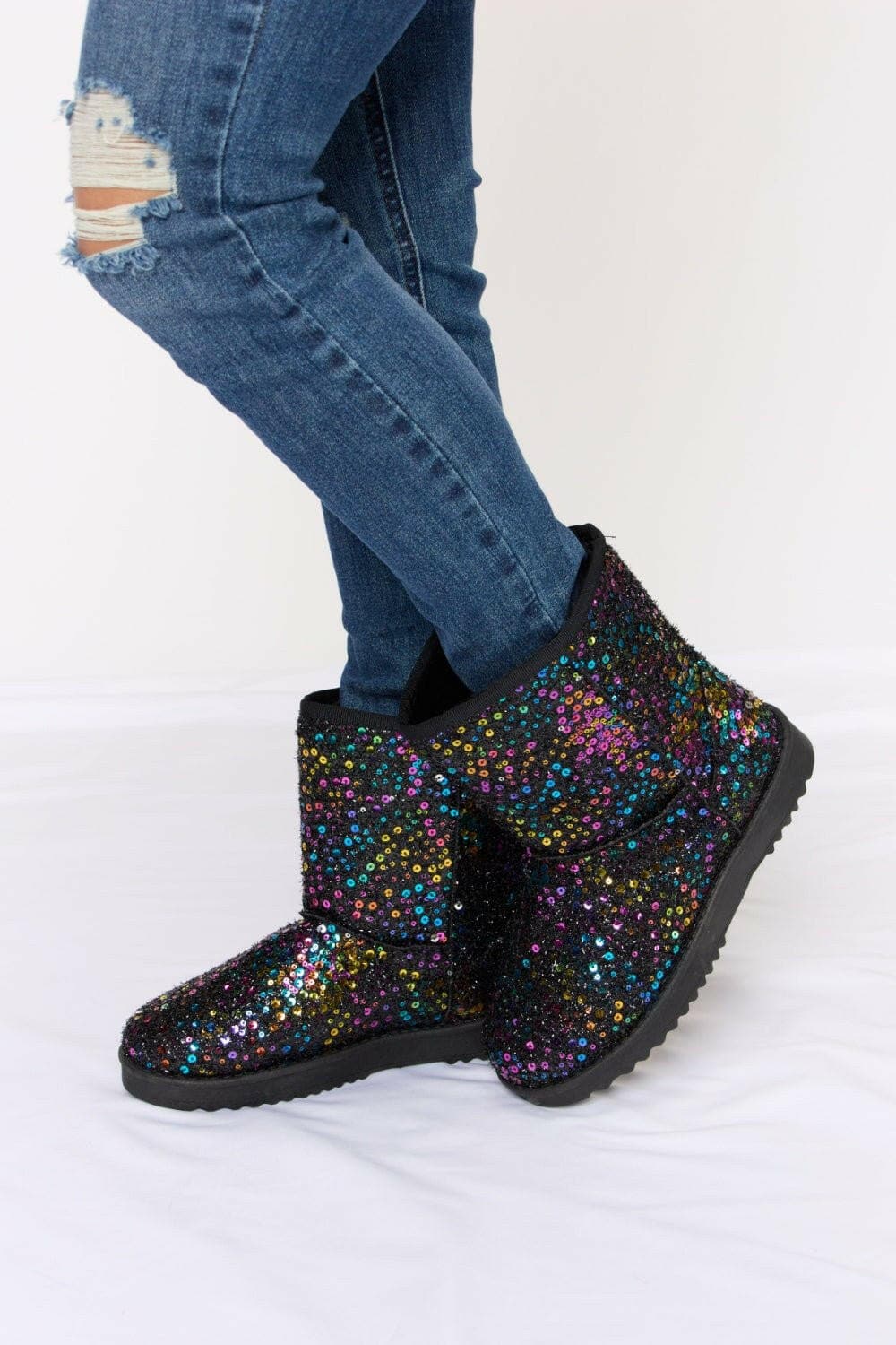 Forever Link Sequin Thermal Flat Boots - Love Salve