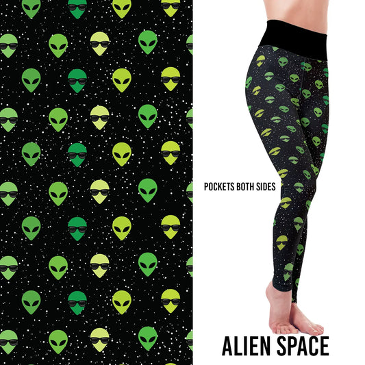 Little Green Aliens  Leggings with Pockets MM