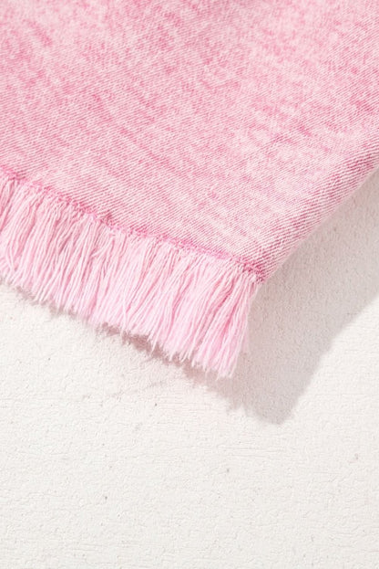 Frayed Pink Denim Shorts with Smocked Waistband - Love Salve 