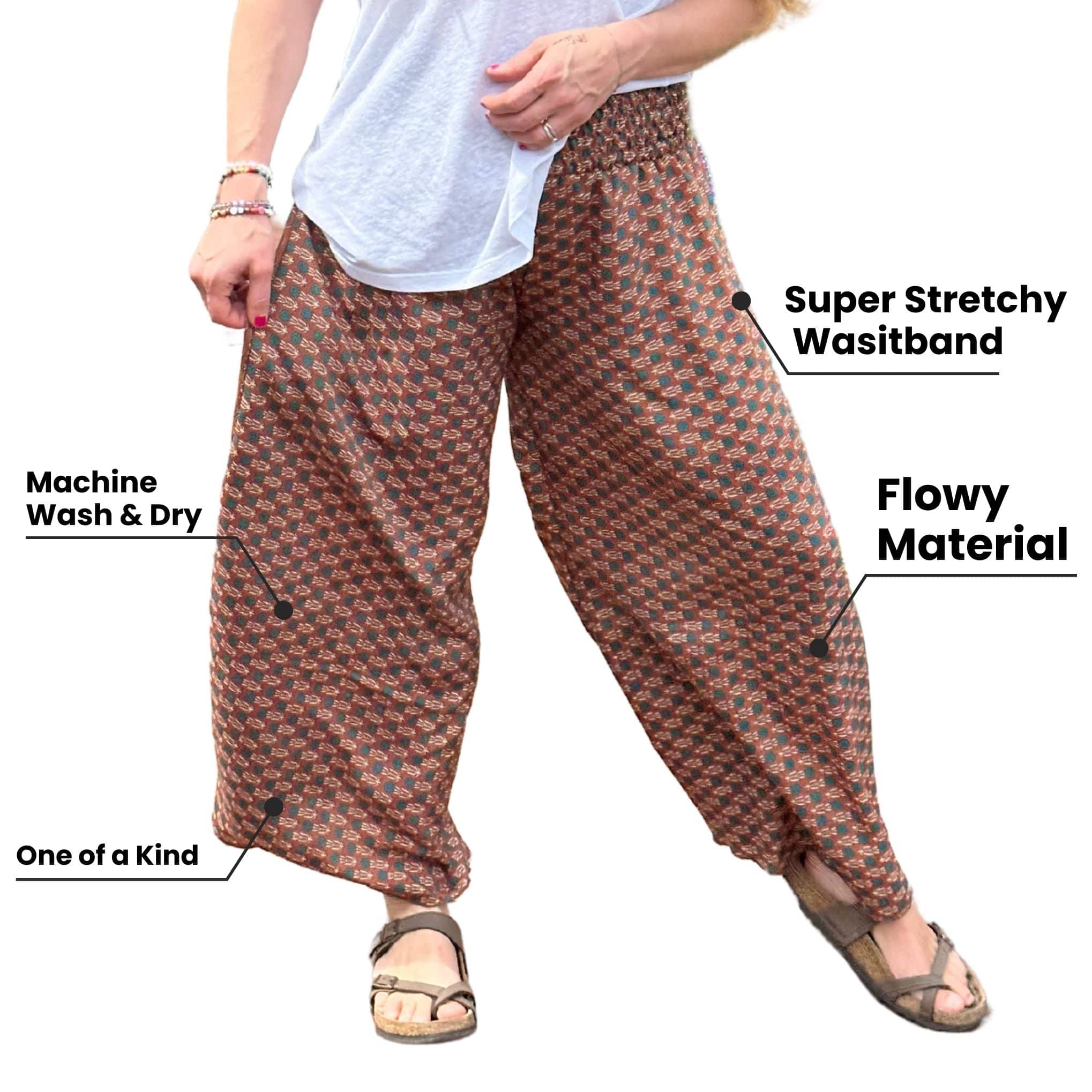 Free Spirit Wide Leg Palazzo Pants With Pockets Eco Friendly Upcycled Indian Saris Boho Trousers Darn Good Yarn