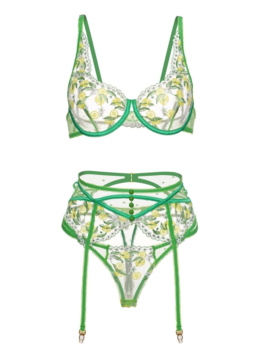 Fresh Lemon Embroidery Lingerie Set - Love Salve