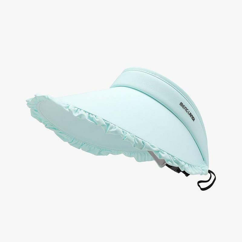 Chic frilled ice silk sun hat with adjustable fit and elegant design.