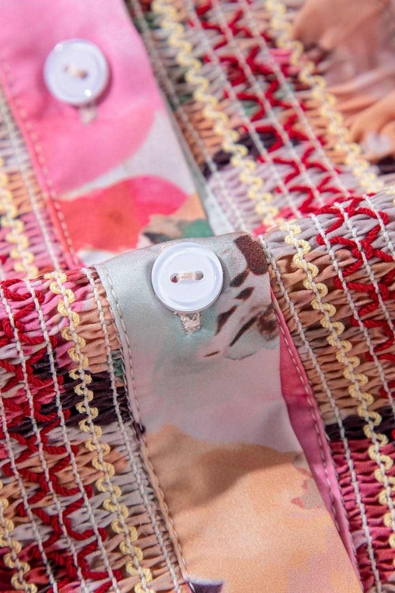 Frill Floral Button Down Long Sleeve Shirt - Love Salve 