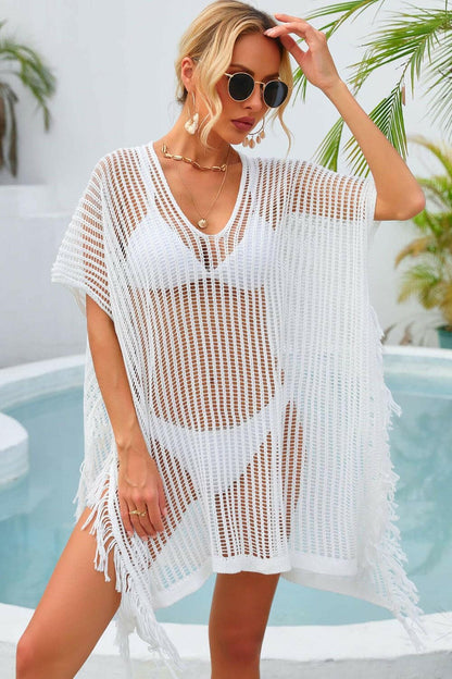 Fringe Trim Openwork Cover Up - Love Salve