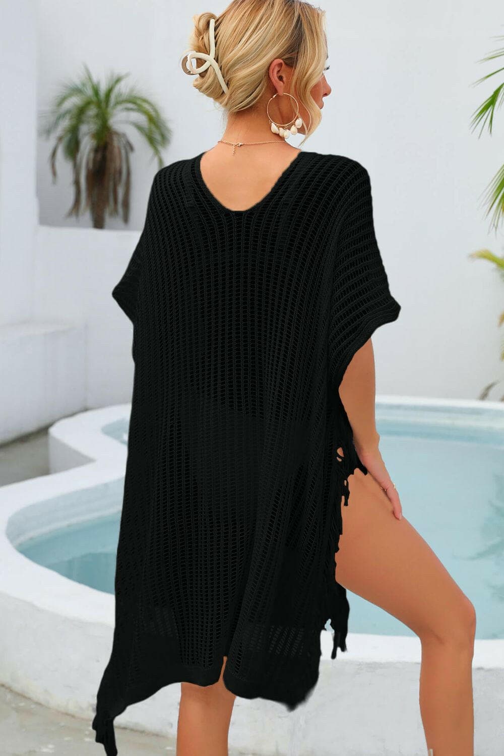 Fringe Trim Openwork Cover Up - Love Salve