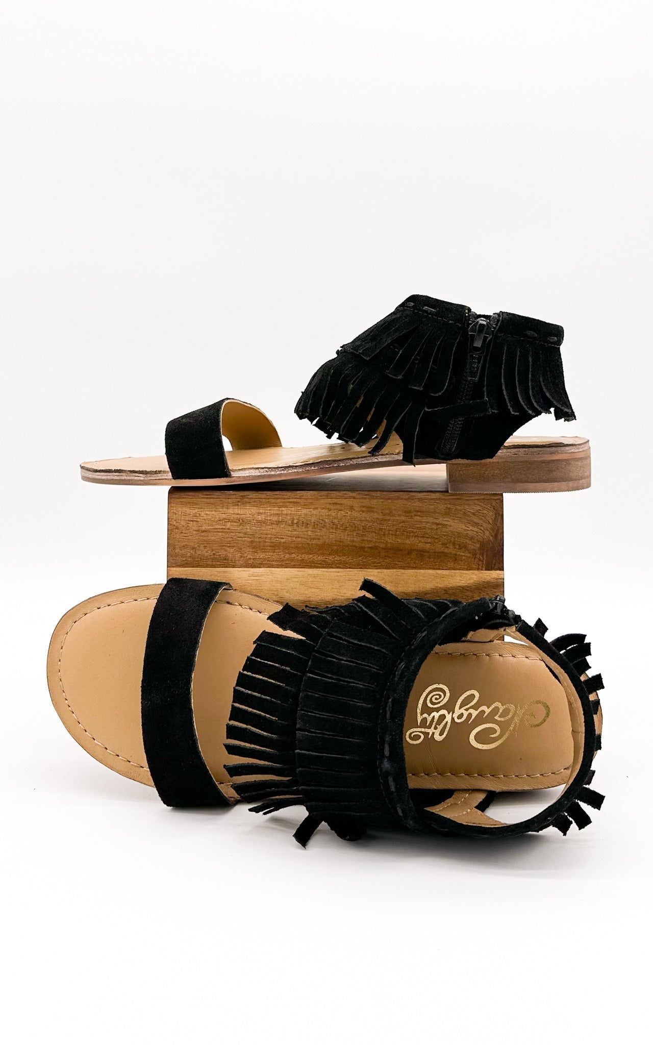 Fringe Star Sandal Black Faux Suede Boho Chic Footwear Naughty Monkey