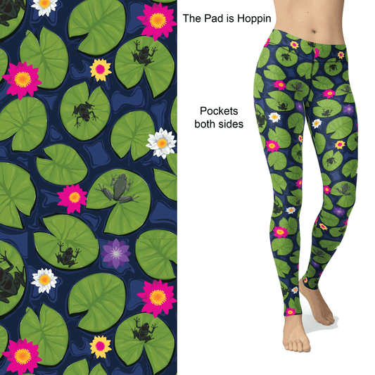 Frog Leggings with Pockets The Pad is Hoppin MM