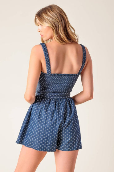 FULL FOCUS DENIM WOVEN ROMPER - Love Salve