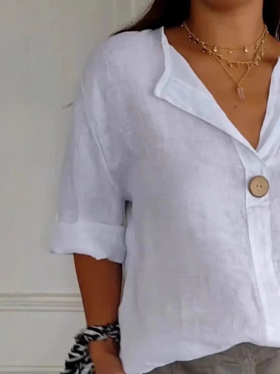 Full Size Casual Notched Drop Shoulder Blouse Plus Size - Love Salve