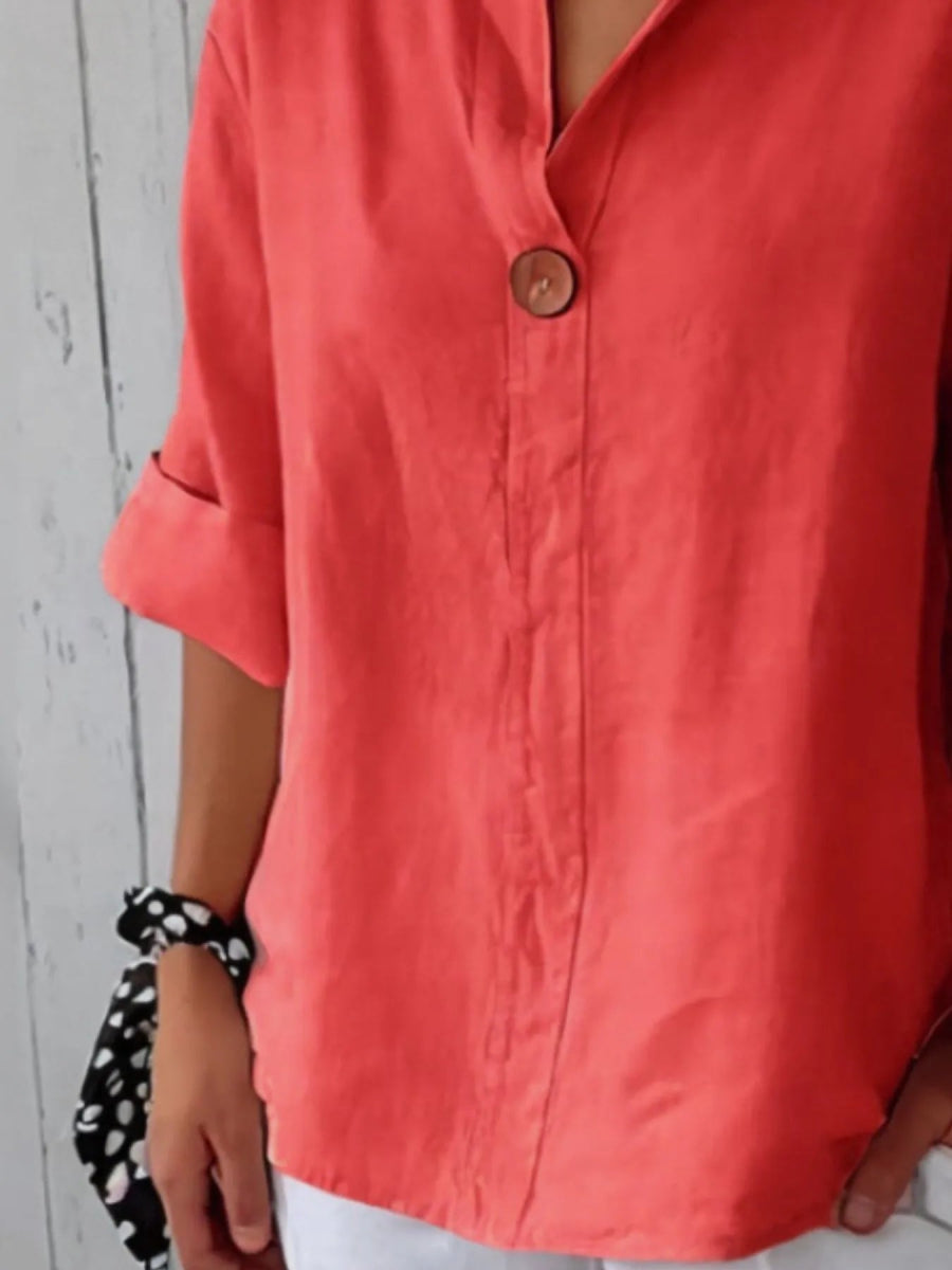 Full Size Casual Notched Drop Shoulder Blouse Plus Size - Love Salve