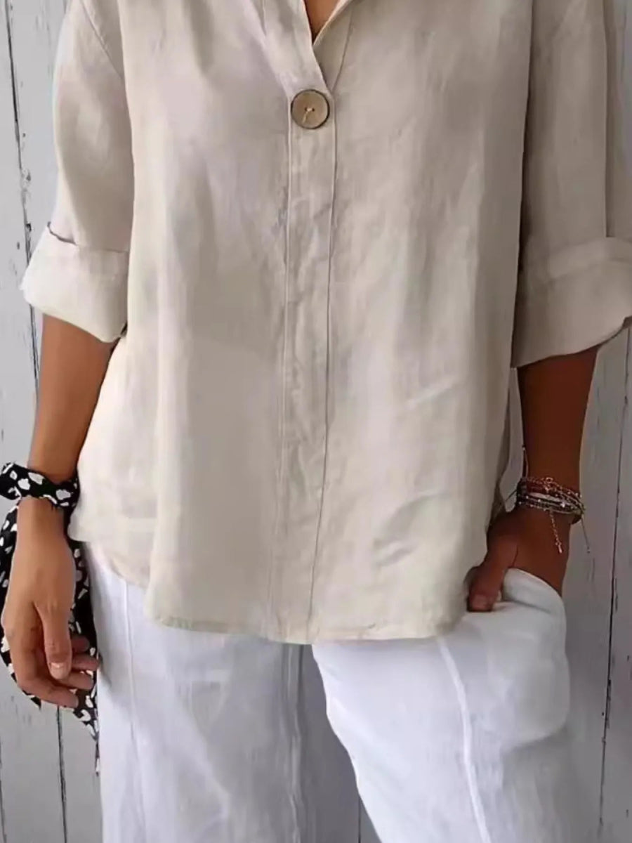 Full Size Casual Notched Drop Shoulder Blouse Plus Size - Love Salve