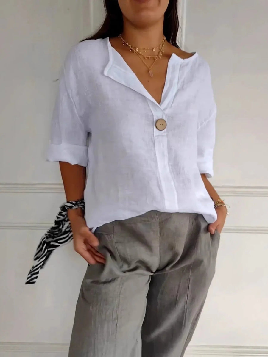 Full Size Casual Notched Drop Shoulder Blouse Plus Size - Love Salve