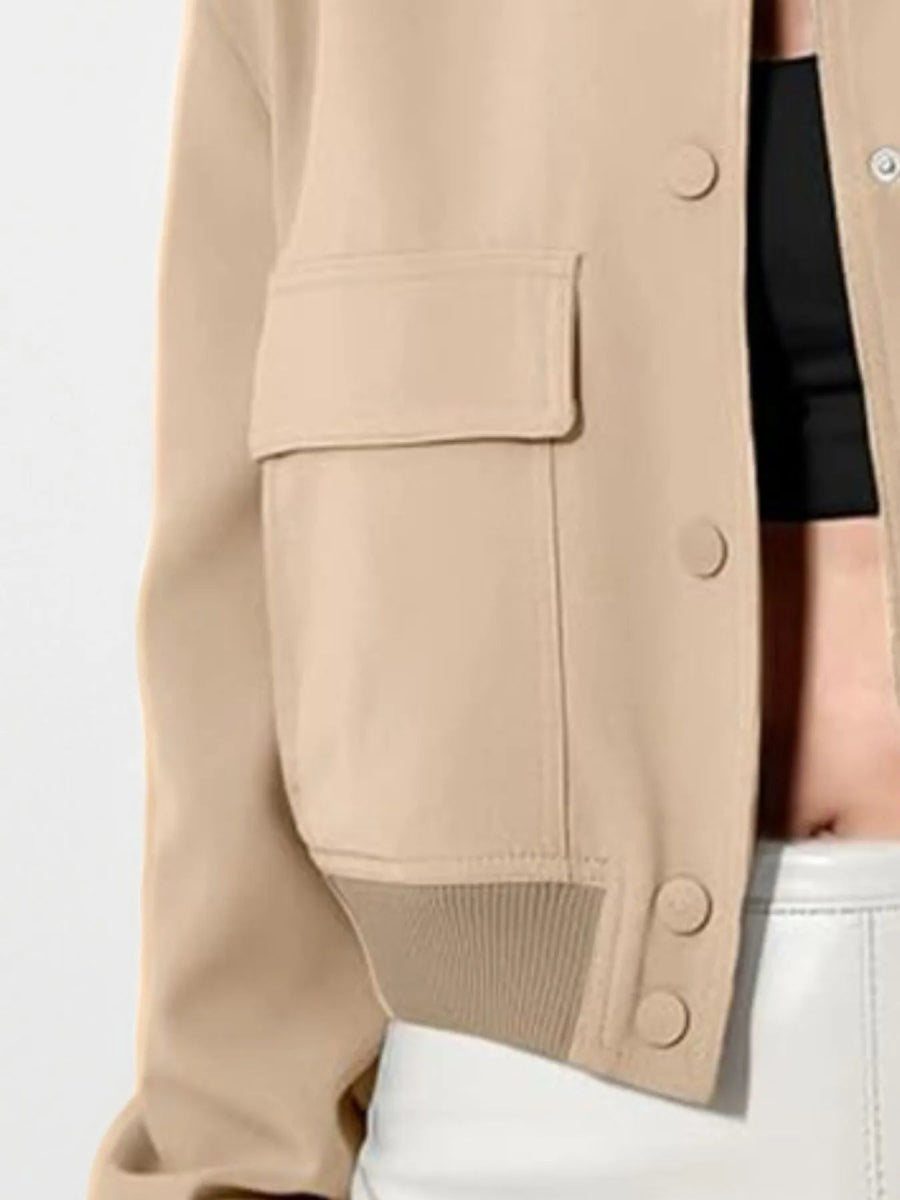 Full Size Cropped Snap Down Jacket Plus Size - Love Salve