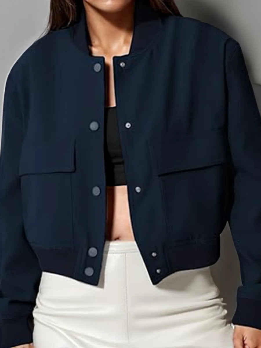 Full Size Cropped Snap Down Jacket Plus Size - Love Salve