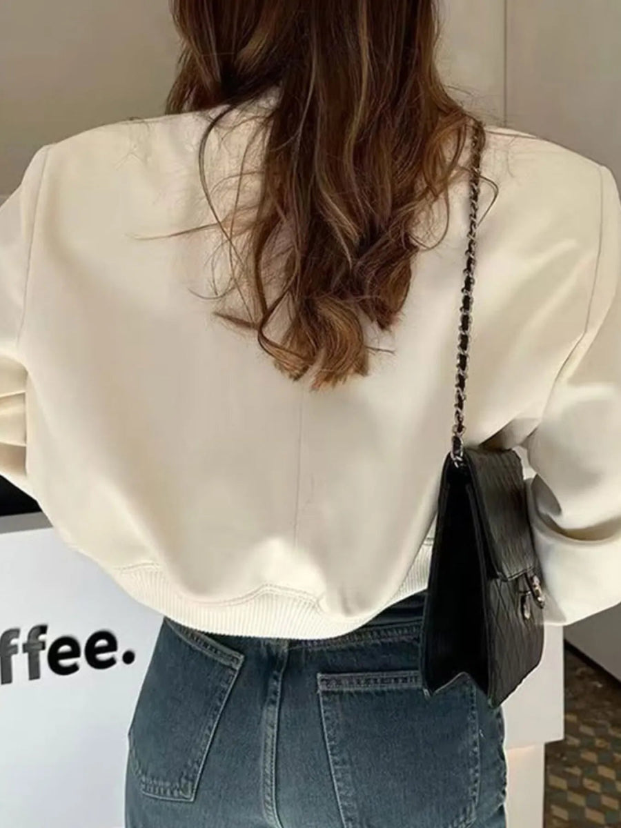 Full Size Cropped Snap Down Jacket Plus Size - Love Salve