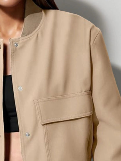 Full Size Cropped Snap Down Jacket Plus Size - Love Salve
