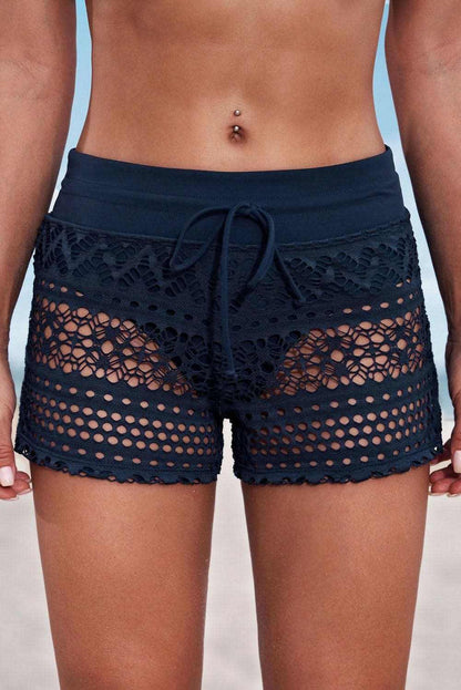 Full Size Drawstring Waist Swim Shorts - Love Salve