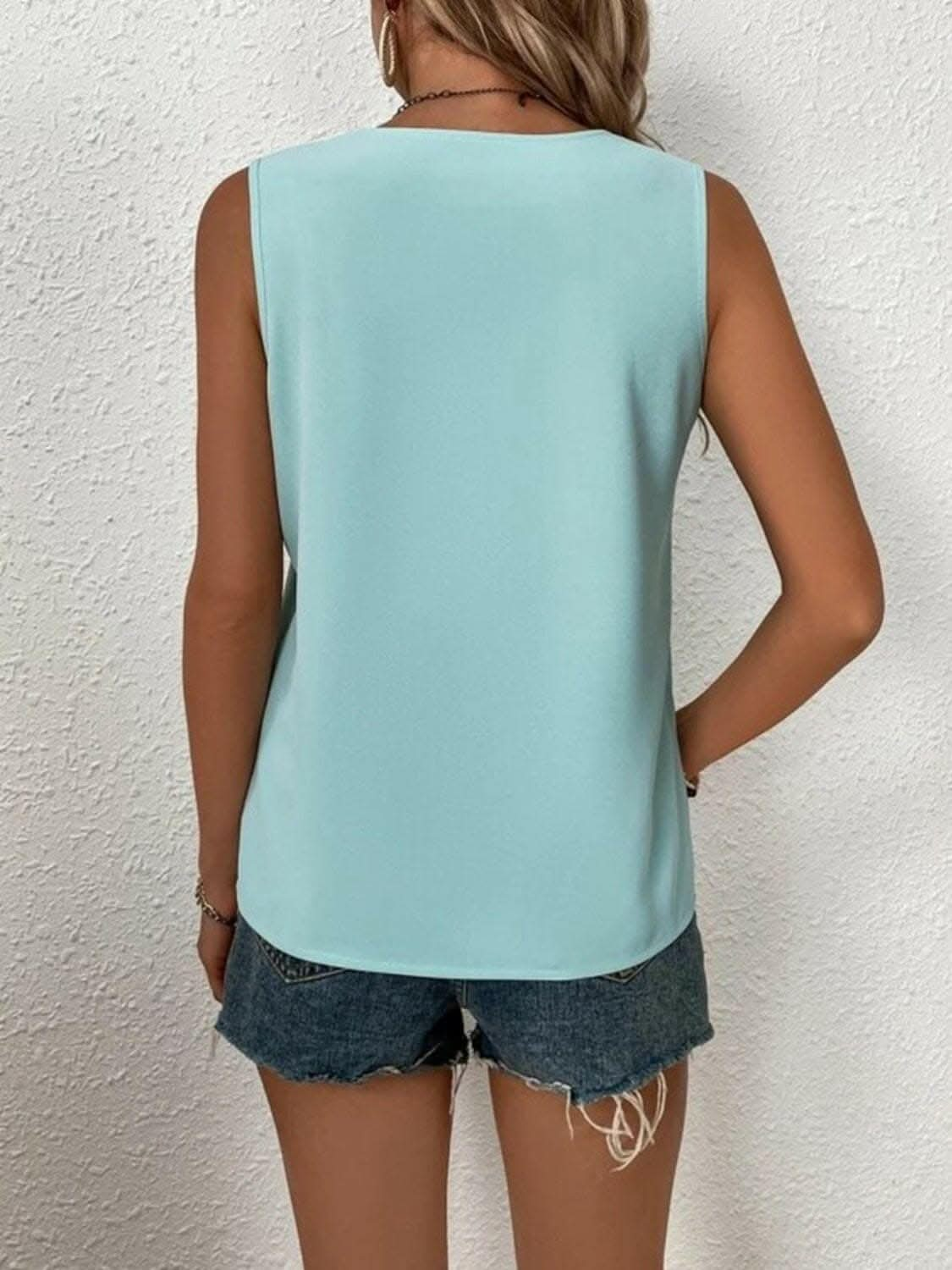 Full Size Lace Detail V-Neck Tank - Love Salve