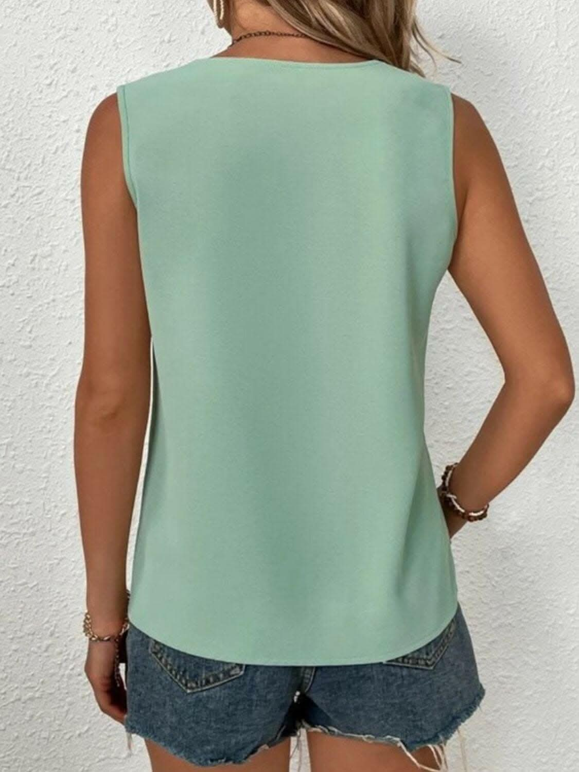 Full Size Lace Detail V-Neck Tank - Love Salve