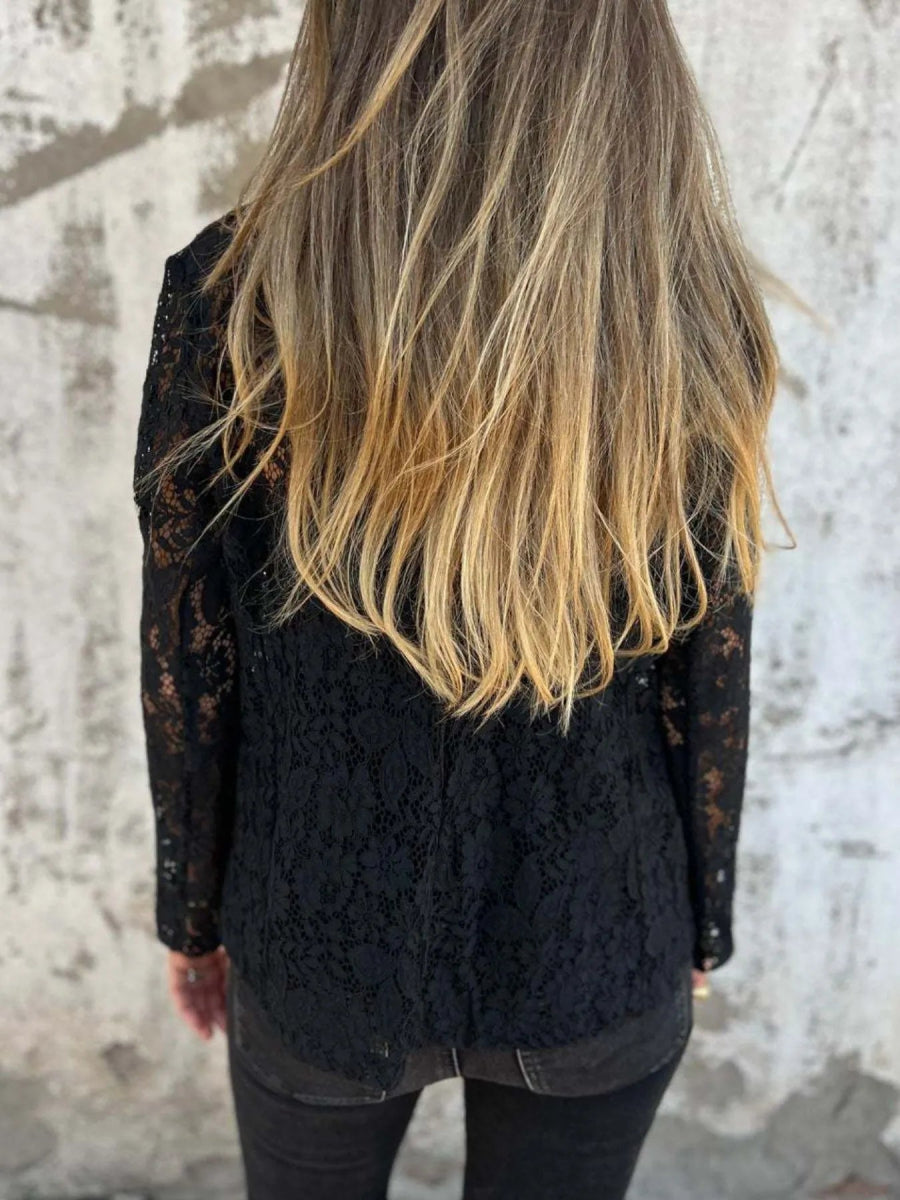 Full Size Lace Open - Front Blazer Plus Size - Love Salve