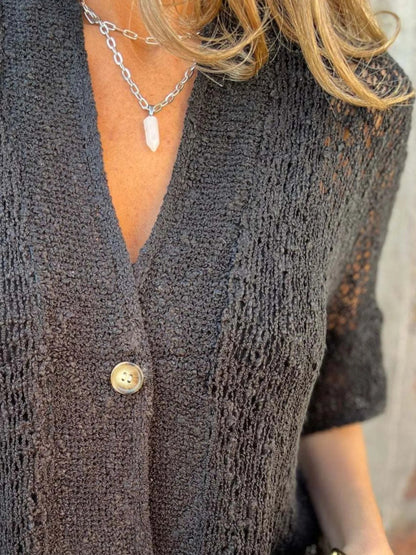 Full Size One Button Half Sleeve Cardigan Plus Size - Love Salve
