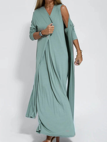 Full Size Open Front Side Slit Longline Cardigan Plus Size - Love Salve